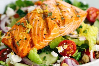 Thumbnail for Grilled Salmon Greek Salad With Herb Dressing Recipe